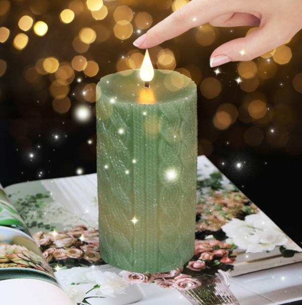 New Woven Pattern Column LED Candles 3D bullet tip Candle Romantic Proposal Wedding Lights, Flameless Decorative Pillar Candles for Engagement, Party, and Home Decor - Image 4