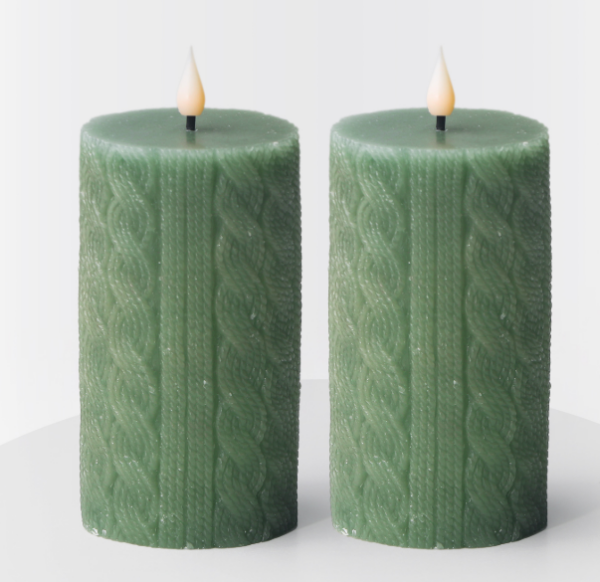 New Woven Pattern Column LED Candles 3D bullet tip Candle Romantic Proposal Wedding Lights, Flameless Decorative Pillar Candles for Engagement, Party, and Home Decor - Image 2