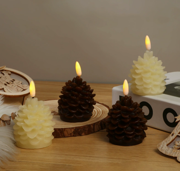 Christmas Pinecone LED Candle Lights – Bullet-Shaped Flameless Electronic Candles for Holiday Home Decor, Festive Indoor Ambiance & Scene Lighting - Image 5
