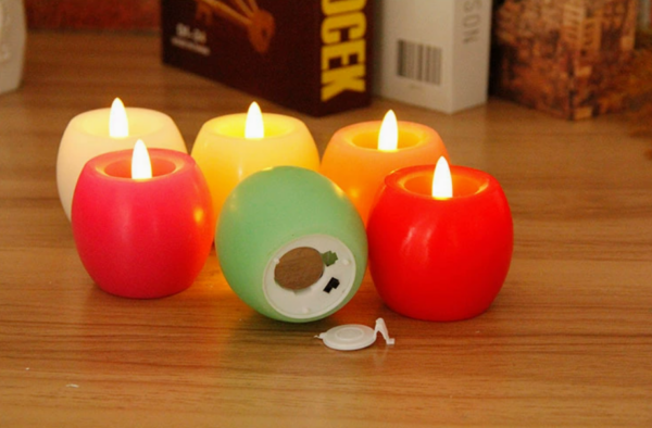 Apple-Shaped LED Tealight Candles – Romantic Wedding Proposal Décor, Flameless Safe Electronic Candles for Party, Anniversary, or Tabletop Ambiance Lighting - Image 3