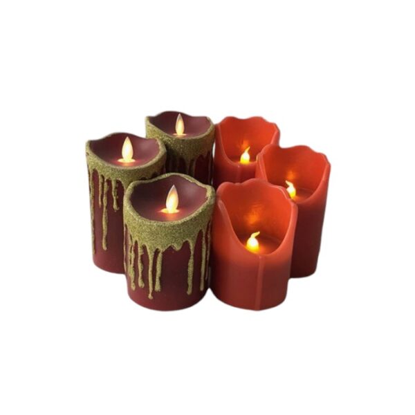 Golden Glitter Dripping Wax LED Candles – Flameless Halloween Electronic Candles with Realistic Wax Effect for Spooky Parties, Haunted House Escape Rooms, or Gothic Home Decor