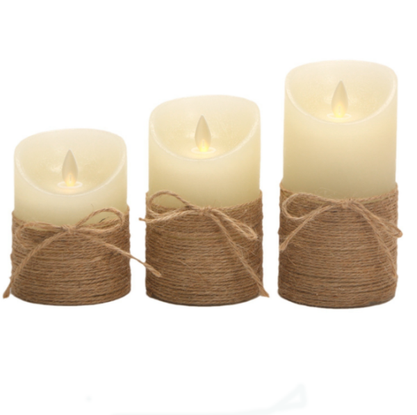 Handmade Hemp Rope Swing Candle Holder with Real Wax Candles – Rustic Romantic Decor for Birthdays, Dinners, Proposals, Weddings, and Outdoor Ambiance Lighting