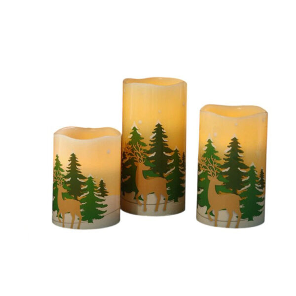 Wave-Edge LED Christmas Candles Set with Watermark Stickers – Battery-Powered Flameless Electronic Tea Lights for Holiday Decor, Festive Parties, Fireplace Mantel, or Cozy Home Ambiance