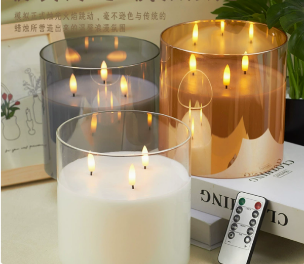 Realistic Flickering Flame LED Electronic Candles – Triple-Bulb Bullet Design with Electroplated Glass for Proposals, Wedding Photography, Romantic Décor, and Photography Lighting - Image 2