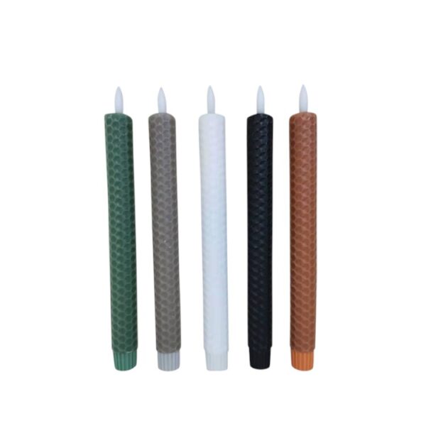 Flameless LED Honeycomb Surface Electronic Candle Light with Pointed Tip Wax Stick – Realistic Flame Effect, Battery-Powered for Home & Event Decor