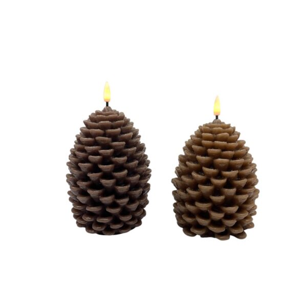 Christmas Big Pinecone LED Candle Lights – Bullet-Shaped Flameless Electronic Candles for Holiday Home Decor, Festive Indoor Ambiance & Scene Lighting